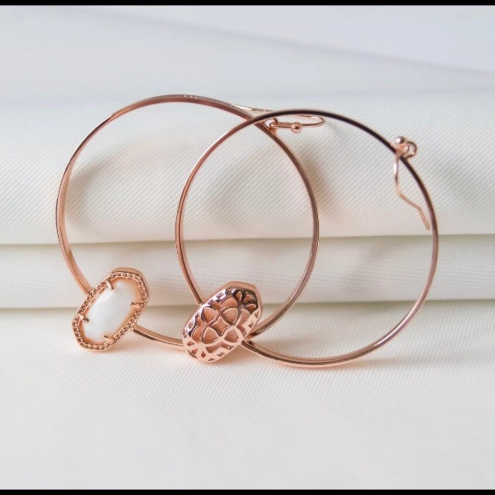 Authentic Kendra Scott Opal MOP Rose Gold Earrings - Picture 4 of 5